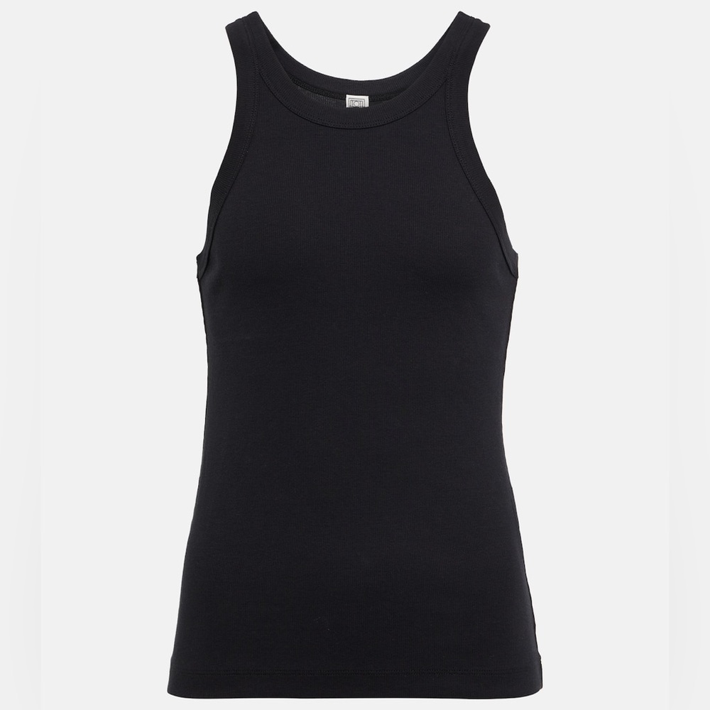 Toteme Cotton-blend jersey tank top in black